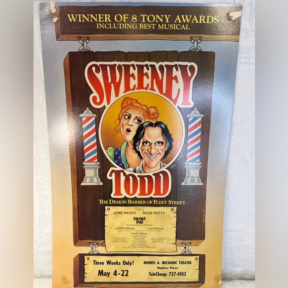 SWEENEY TODD Poster Mechanic Theatre June Havoc Signed Author K Miller 82’ Lubin - Picture 2 of 16